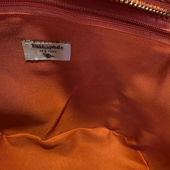 Kate Spade Elegant Pink And Orange Woven Tote Bag with Bow Accent - Picture 4 of 6